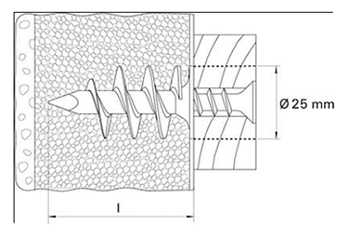 フィッシャー 断熱材専用ファスニング (FID)(発泡プラスチック系材取付け用)(樹脂製) 製品図面