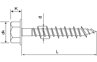鉄 Pレスアンカー(コンクリート用ビス)HEX(六角頭) PHVタイプ 製品図面