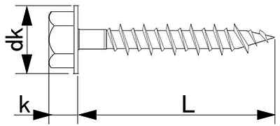 鉄 ハードエッジドライブHEX(六角頭)(コンクリート用ビス)(サンコーテクノ) 製品図面