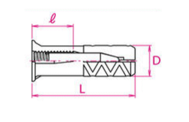 サンコーテクノ エーエルシーアンカー(AZめねじタイプ)(打込み式・ナイロン製)(インチ・ウイット) 製品図面
