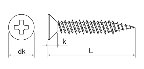 鉄 Pレスアンカー(コンクリート用ビス)皿頭PFVタイプ (サンディールパック 品) 製品図面