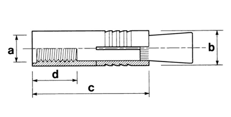 鉄 ホーク カットアンカーR型(メネジタイプ・本体打込式)(KFC製) 製品図面