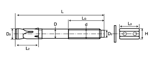 鉄 ウェッジ式締付方式アンカー(HSA)トルク型アンカー(ロングナット付き)(HILTI) 製品図面