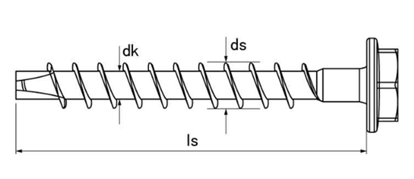 鉄 ヒルティ スクリューアンカー (フランジ付六角頭/ねじ固定式金属系)(HUS3-H6) 製品図面