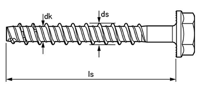 鉄 ヒルティ スクリューアンカー (フランジ付六角頭/ねじ固定式金属系)(HUS3-H) 製品図面