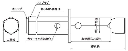 鉄 QCアンカー (エヌパット製) (懸垂物取付用) 製品図面