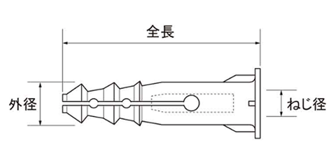 ビッグアンカー (少量箱入)(樹脂製メネジ用)(ALC用)(グリーン色)(ミリ・インチねじ用) 製品図面