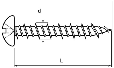 鉄 ノンプラビス(+)ナベ頭(振動ドリル付)(コンクリート用ビス) 製品図面
