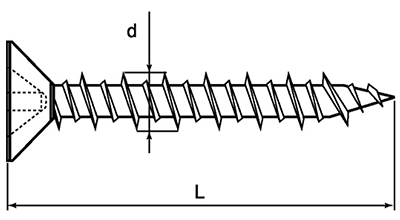 鉄 ノンプラビス(+)皿頭(振動ドリル付)(コンクリート用ビス) 製品図面