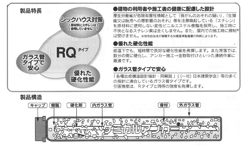 ケミカルアンカー デコラ RQタイプ (撹拌タイプ)タイプRQ-●N (低温速硬型) 製品図面