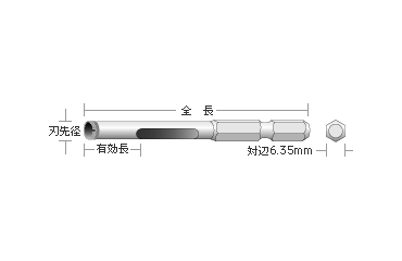 ユニカ 充電DCヒ□ット(磁気タイル用)(6.35mm六角軸) 製品図面