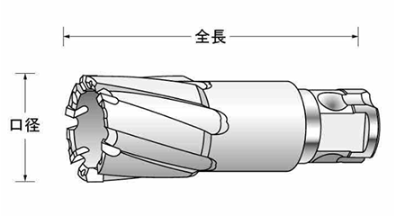 ユニカ 超硬ホールソー メタコアマックス35(ワンタッチ)(有効長35mm)(MX35) 製品図面
