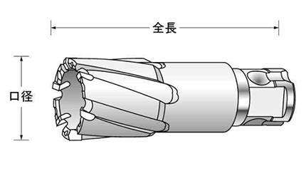 ユニカ 超硬ホールソー メタコアマックス50(ワンタッチ)(有効長50mm)(MX50) 製品図面
