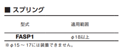 大見工業 FAホールカッター用スプリング (FASP) 製品規格