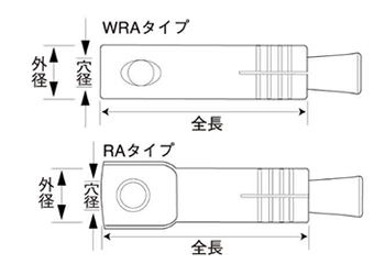 鉄 石引アンカー WRAタイプ (ワイヤー取付け用穴付)(AY品) 製品図面