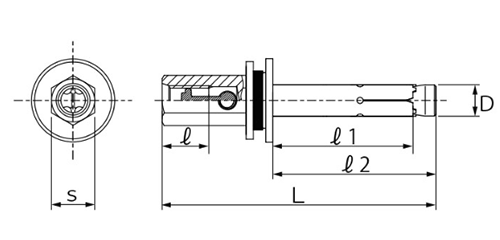 ステンレス イージーアイ アンカー (EZI)懸垂物取付け用あと施工用(インチ・ウイット)(サンコーテクノ) 製品図面