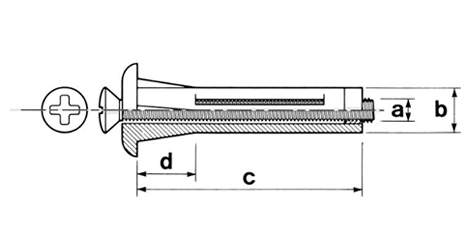 樹脂 ホーク・ツイストナイロンアンカー(NT-S /ステンレスビス)(KFC製) 製品図面