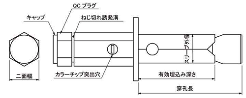 ステンレス QCアンカー (エヌパット製) (懸垂物取付用) 製品図面
