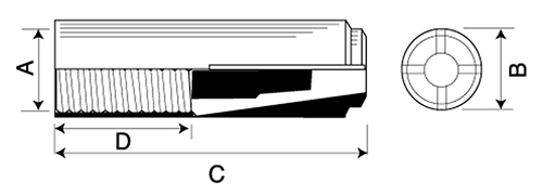 ステンレス ドロップインアンカー(DA) (メネジ内部コーン式)AY 製品図面