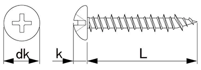 ステンレス SUS410 ハードエッジドライブ(+)ナベ頭 (コンクリート用ビス)(サンコーテクノ) 製品図面