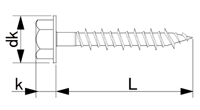 ステンレス SUS410 ハードエッジドライブ HEX(六角頭) (コンクリート用ビス)(サンコーテクノ) 製品図面