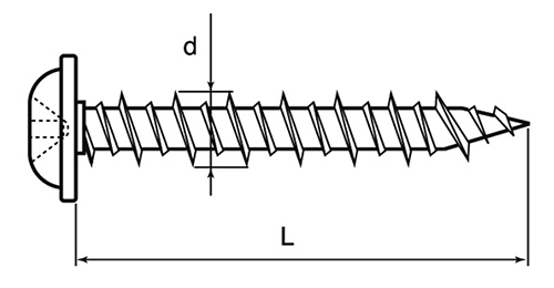 ステンレスSUS410 ノンプラビス(+)座付頭(振動ドリル付)(コンクリート用ビス) 製品図面