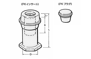 鉄 JL PKインサート(プラグナシ) (底部形状付) 製品図面