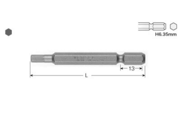 ベッセル ビット A16(対辺4mmまで)(六角穴付きボルト用) 製品図面