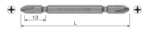 ベッセル 両頭ビット (B36-H)(対辺5mm) 製品図面