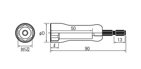 ベッセル 電動ドリル用 剛鍛セミロングソケット (SL) 製品図面
