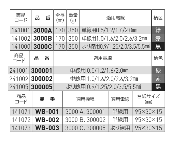 ベッセル ワイヤーストリッパー№3000 (本体/ブレード) 製品規格