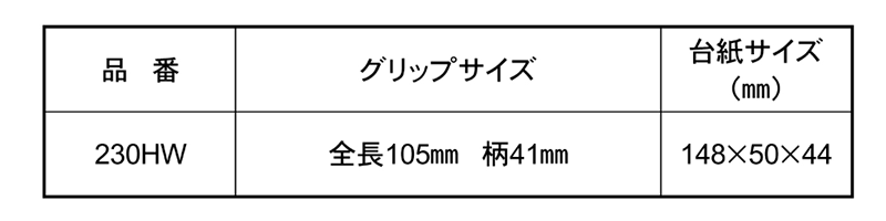 ベッセル ボールグリップ貫通差替 (ボルスター付)(230HW) 製品規格