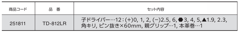ベッセル ファミドラ12 差替ドライバー本革巻 (TD-812LR) 製品規格