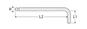 エイト ボールポイント六角棒スパナ(セミロング)(No.016-)(インチタイプ) 製品図面