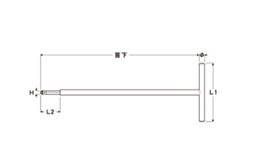エイト ボルトキャッチ テーパーヘッド T型六角棒スパナ BCTT500- 製品図面