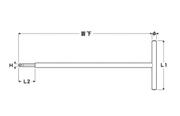 エイト テーパーヘッド T型六角棒スパナ(鉄製ハンドル) STT500- 製品図面