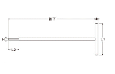 エイト T型六角棒スパナ(鉄製ハンドル) ST500- 製品図面