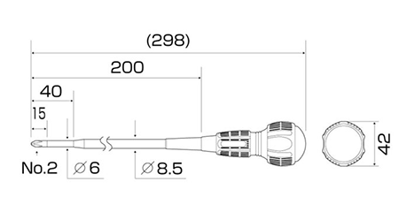 アネックスツール(ANEX) スリム絶縁ドライバー(マグネット付)(№7900) 製品図面