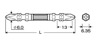 アネックス(ANEX) ダイヤモンド龍靭ビット タフ (1本入り)(ADR) 製品図面