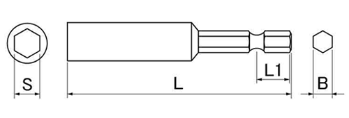 アネックス(ANEX) 強力マグネットホルダー (AKL-080)(対辺6.35mm六角軸) 製品図面