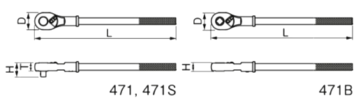 TONE ラチェットハンドル (471)(差込口19mm) 製品図面