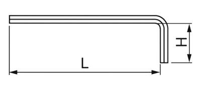 TONE ロング六角棒L形レンチ (AL)(短辺x長辺) 製品図面