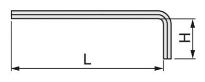TONE セミロング六角棒L 形レンチ APL(短辺x長辺) 製品図面