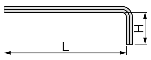 L型六角レンチ(六角棒スパナ)(HK)(TONE製) 製品図面