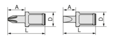 TONE ソケットレンチ用ドライバービット(+)(-)頭ねじ用)(BIT4)(差込口12.7) 製品図面