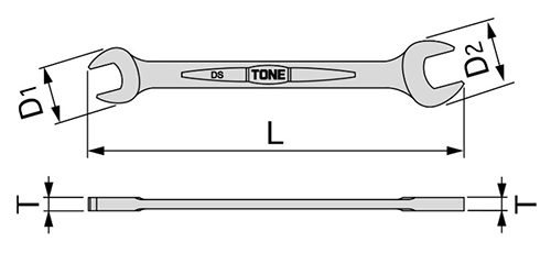 TONE 両口スパナ (DS) 製品図面