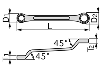 TONE ショートめがねレンチ (45°)(M46-) 製品図面