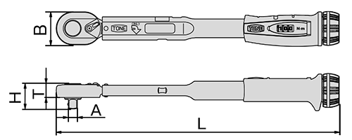 TONE プレセット形トルクレンチ(ダイレクトセット・ホールドタイプ)(T-MN-H) 製品図面