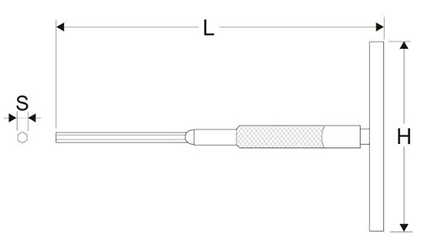 トップ工業 T型スピンレンチ (T型ハンドル六角レンチ)(TSW) 製品図面