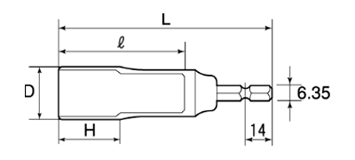 トップ工業 電動ドリル用ソケット (六角軸6.35mm)(EDS-) 製品図面